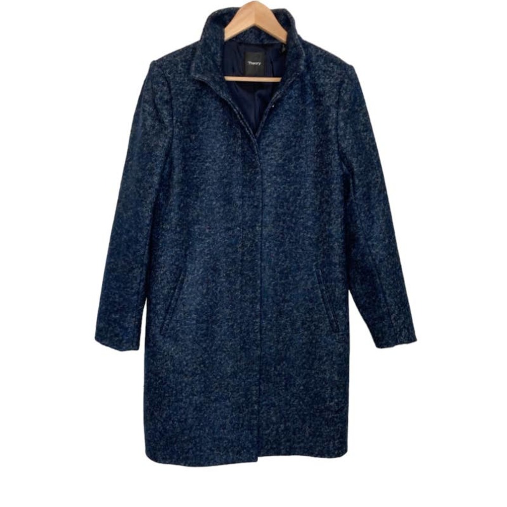 Theory Blue Wool Blend Coat - Picture 3 of 16